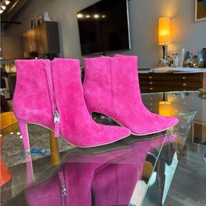 Pink Suede Ankle Boots